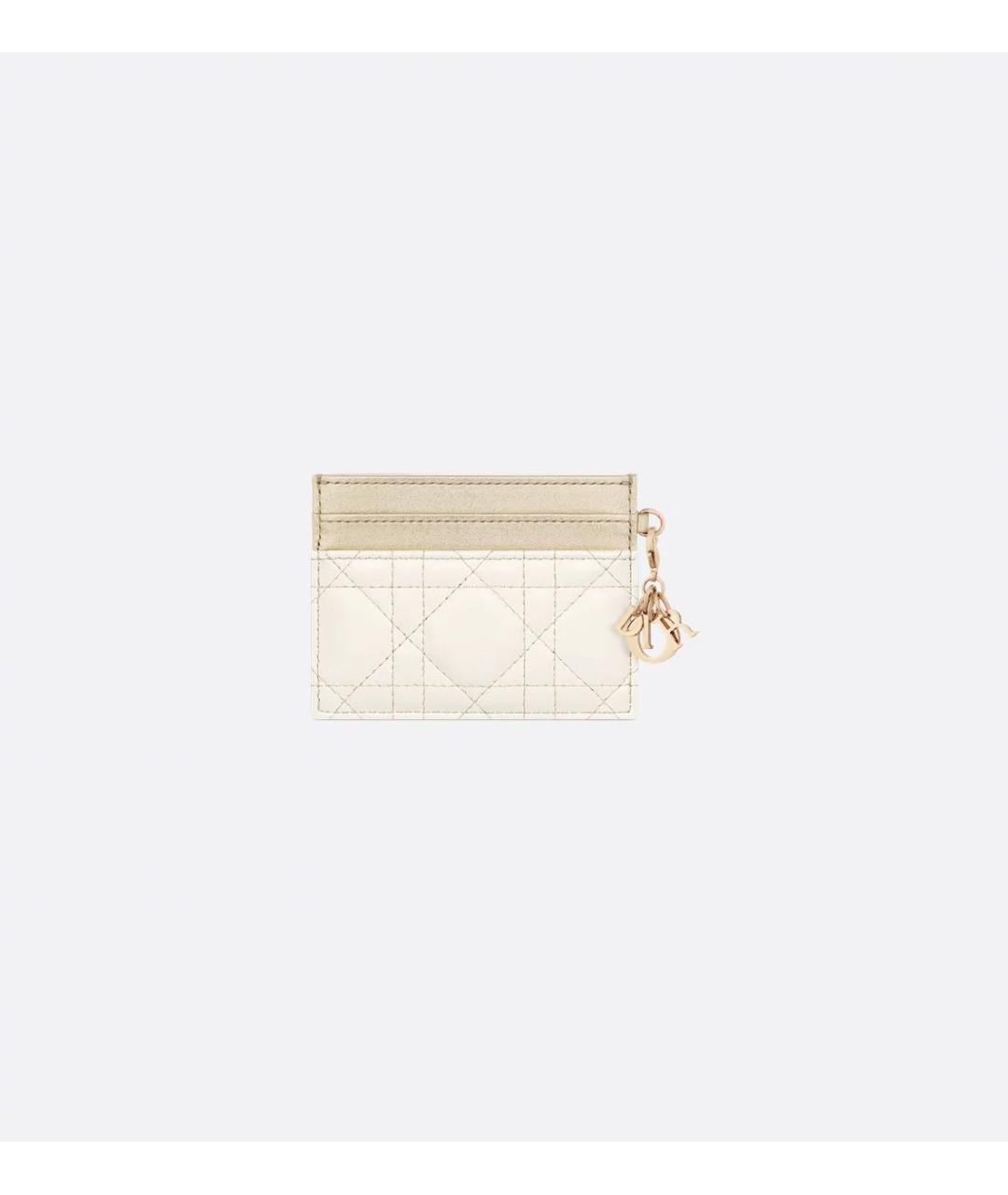 CHRISTIAN DIOR Бежевый кожаный кардхолдер, фото 2