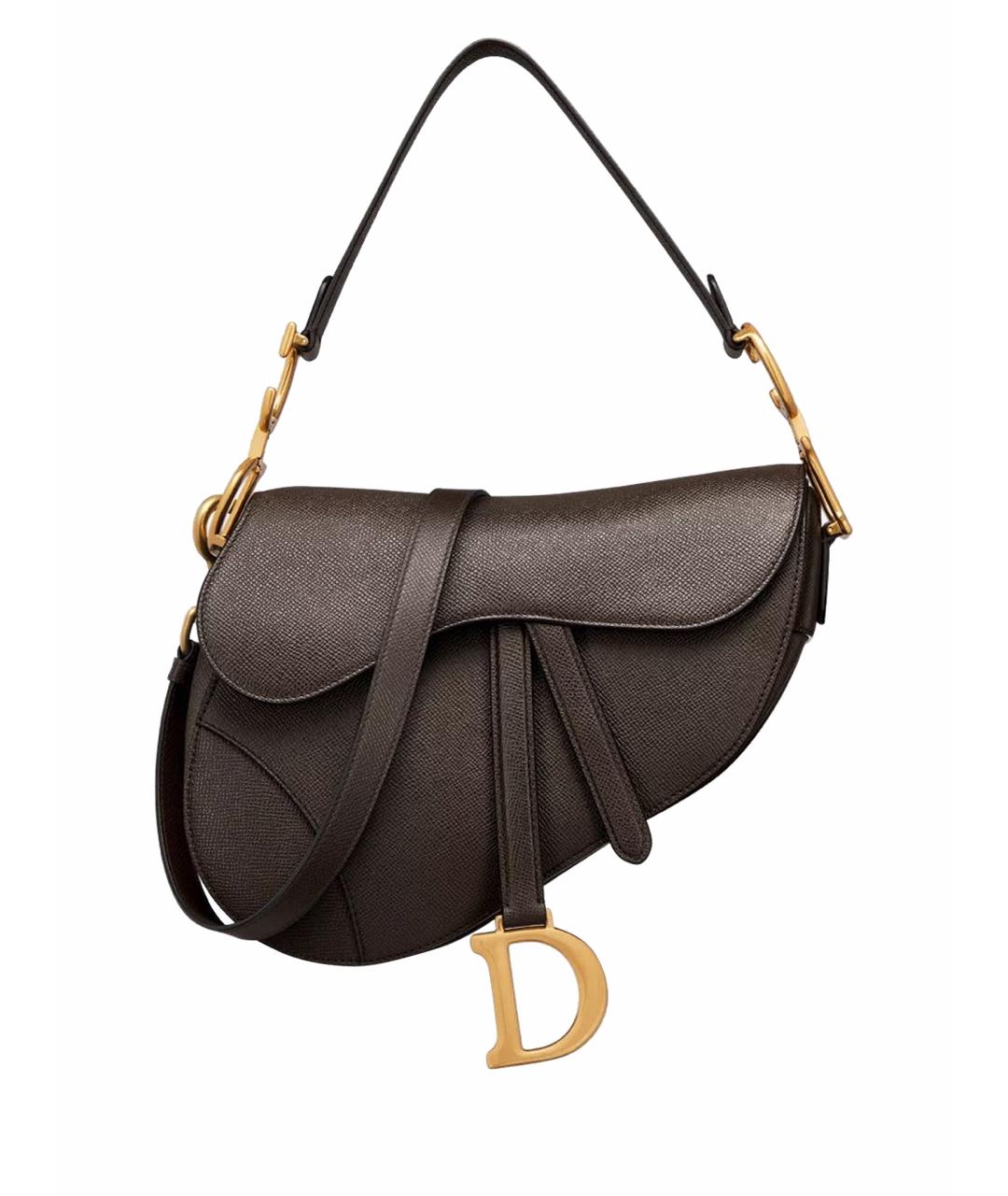 CHRISTIAN DIOR Коричневая кожаная сумка через плечо, фото 1