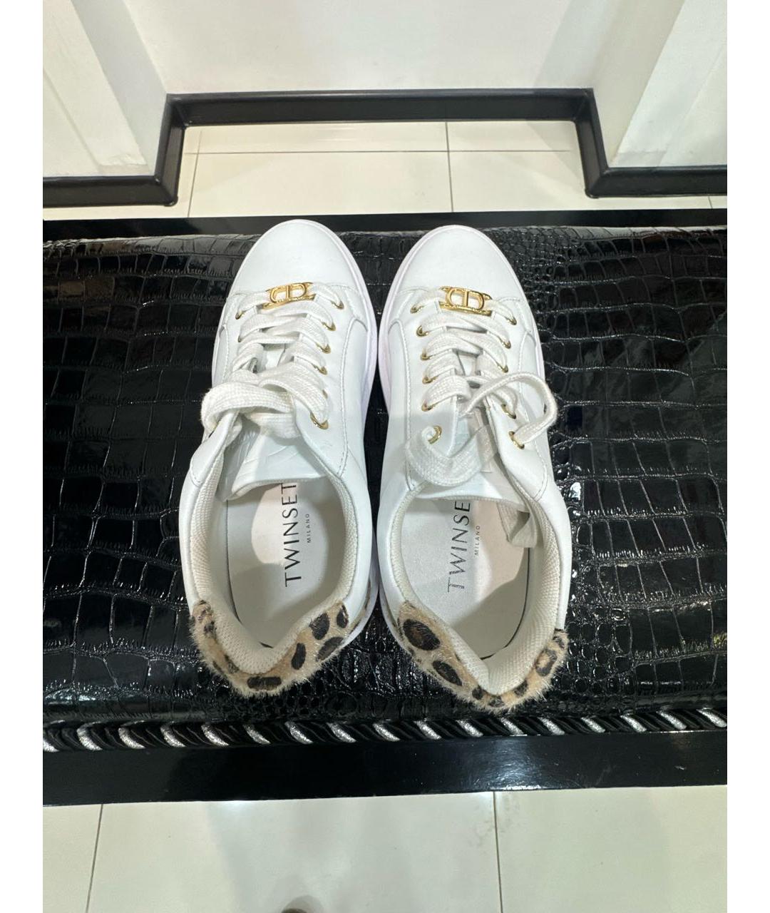 TWIN-SET Белые кожаные кеды, фото 3
