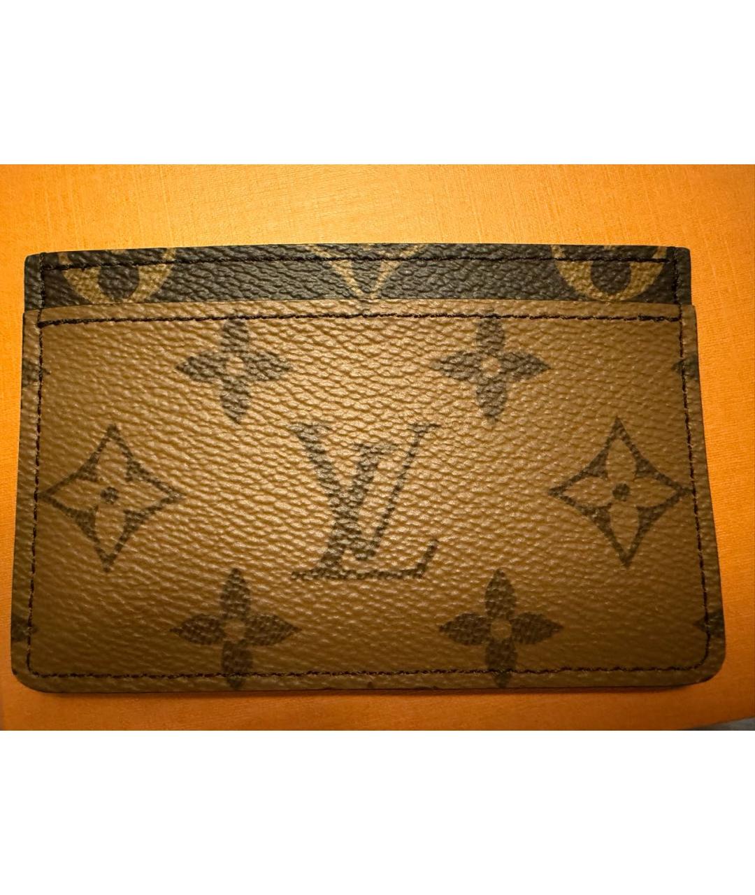 LOUIS VUITTON Коричневый кожаный кардхолдер, фото 7