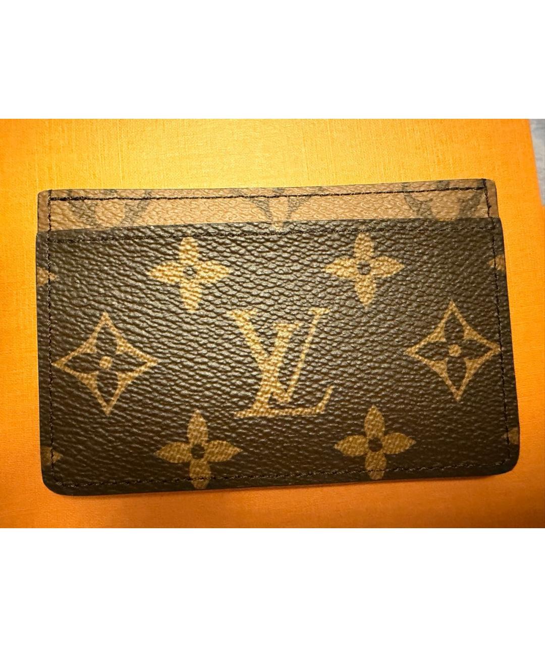 LOUIS VUITTON Коричневый кожаный кардхолдер, фото 2