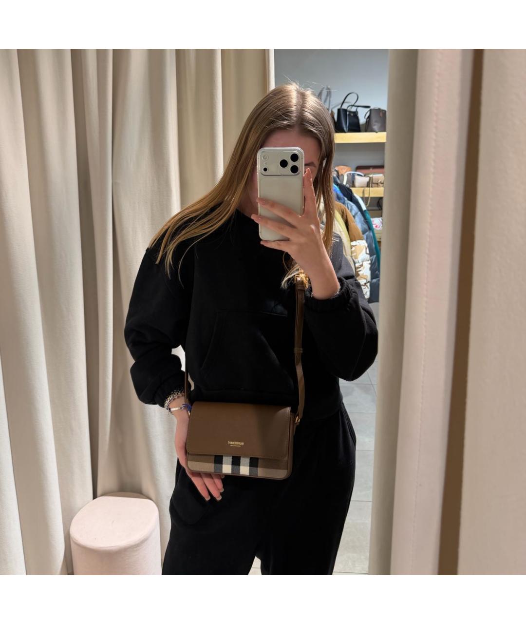 BURBERRY Коричневая кожаная сумка через плечо, фото 6