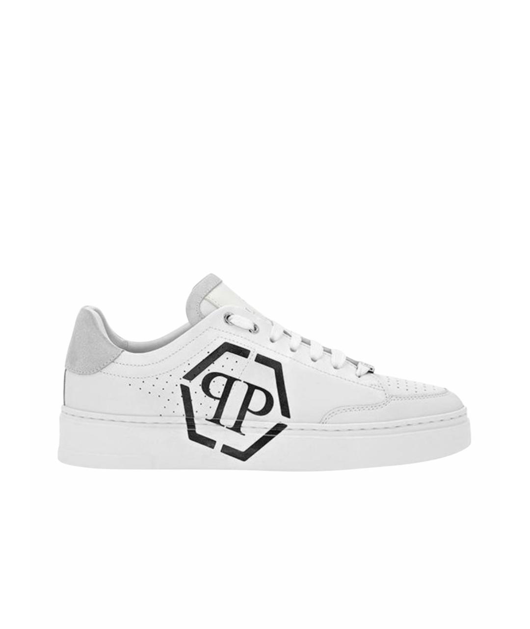 PHILIPP PLEIN Белые кожаные низкие кроссовки / кеды, фото 1