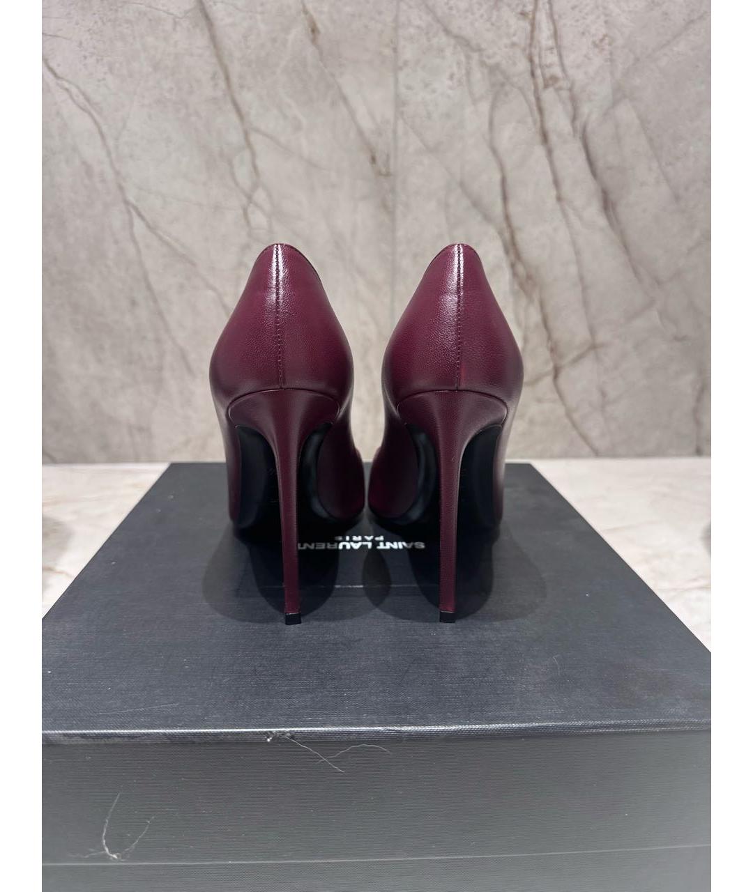 SAINT LAURENT Бордовые кожаные туфли, фото 4