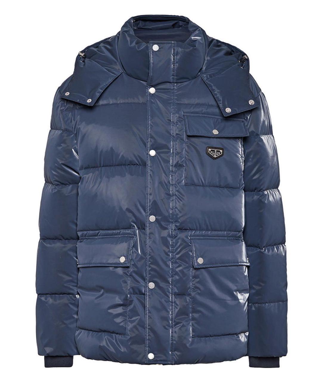 PHILIPP PLEIN Темно-синяя полиэстеровая куртка, фото 5