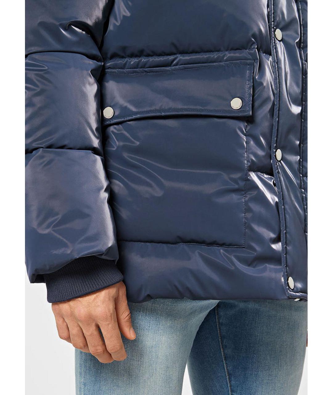 PHILIPP PLEIN Темно-синяя полиэстеровая куртка, фото 4