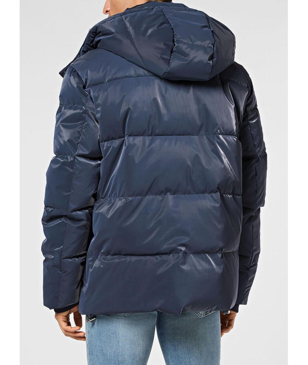 PHILIPP PLEIN Темно-синяя полиэстеровая куртка, фото 2