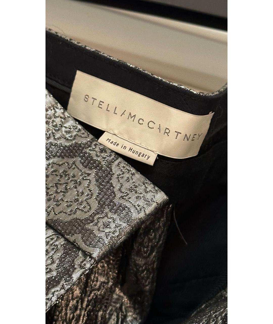 STELLA MCCARTNEY Серебряные шелковые брюки узкие, фото 3