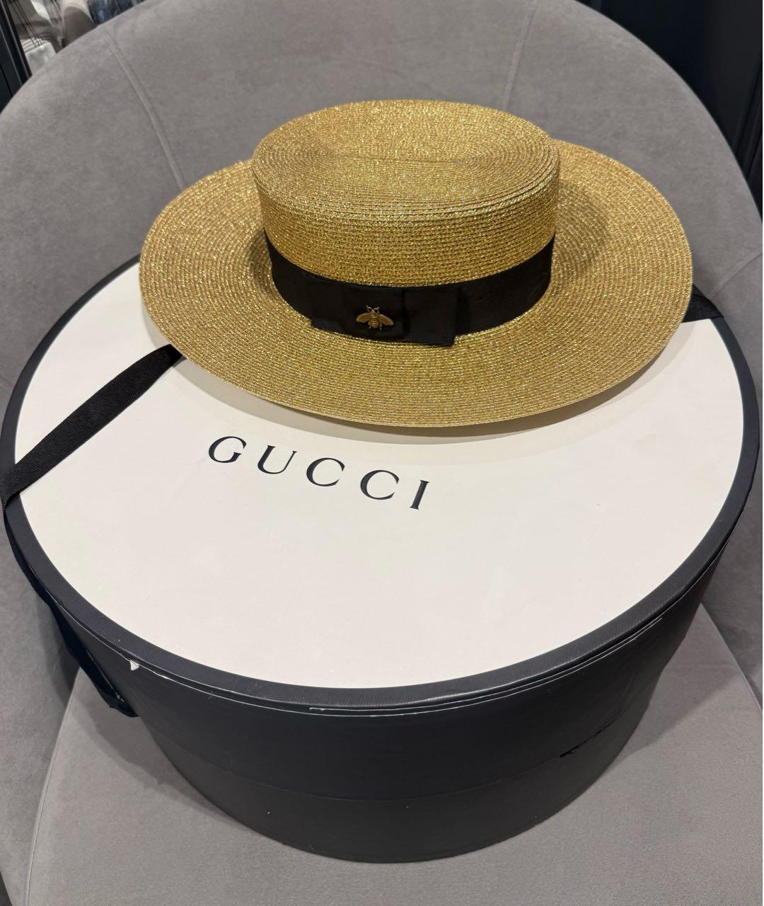GUCCI Золотая синтетическая шляпа, фото 3