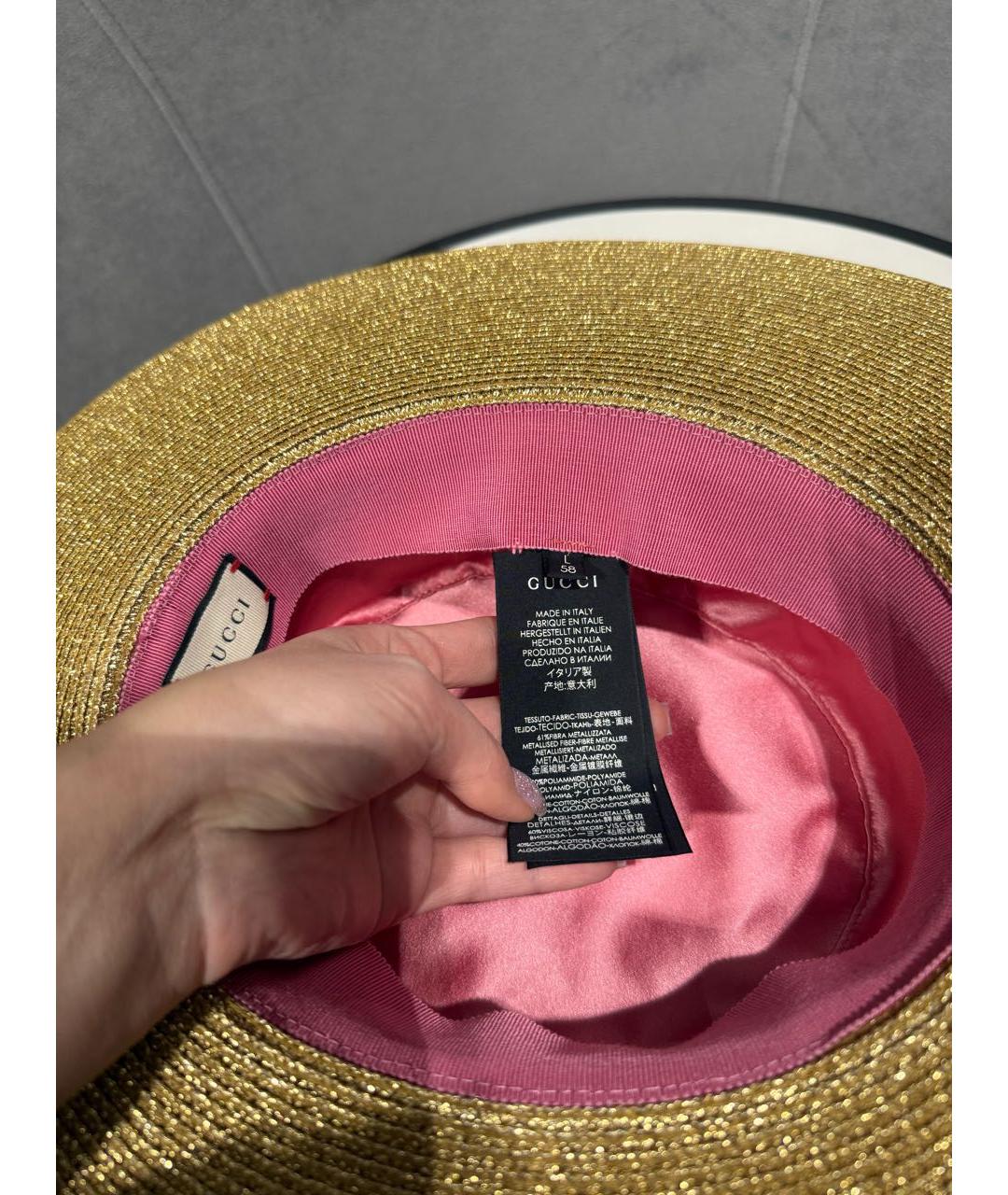 GUCCI Золотая синтетическая шляпа, фото 5