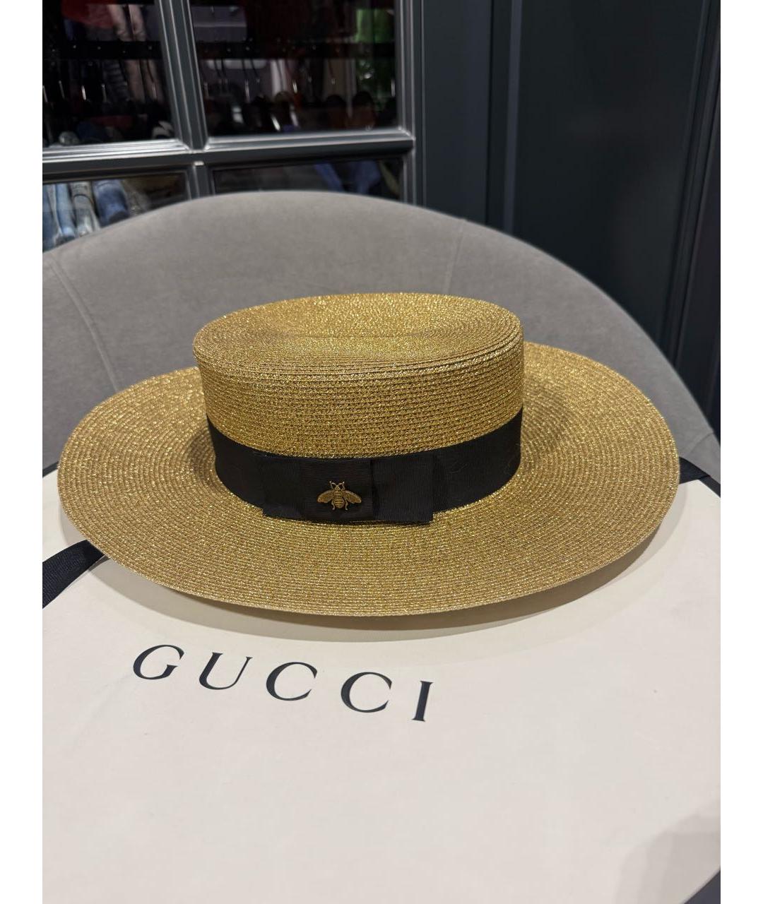 GUCCI Золотая синтетическая шляпа, фото 2
