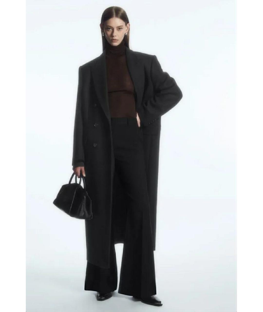 COS Черные шерстяные брюки широкие, фото 2