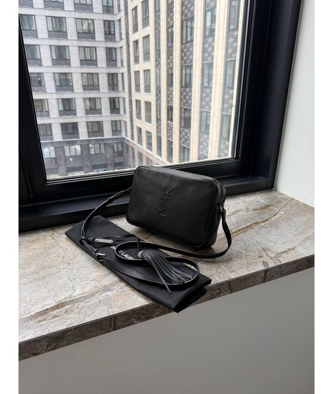 SAINT LAURENT Черная кожаная сумка через плечо, фото 2