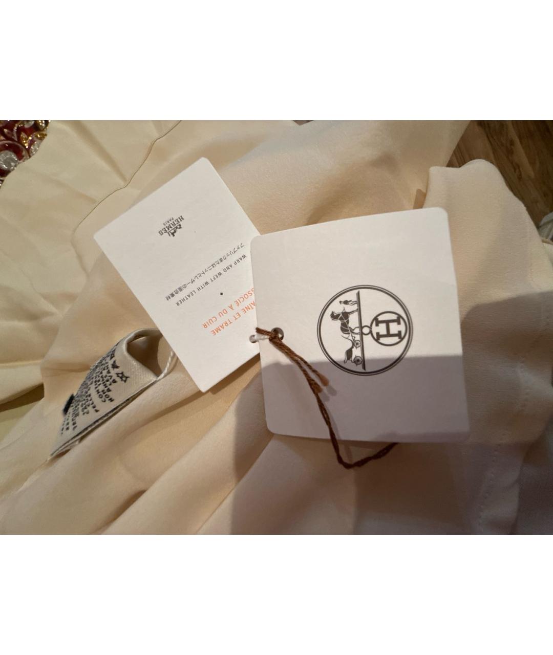 HERMES Бежевое вискозное платье, фото 4