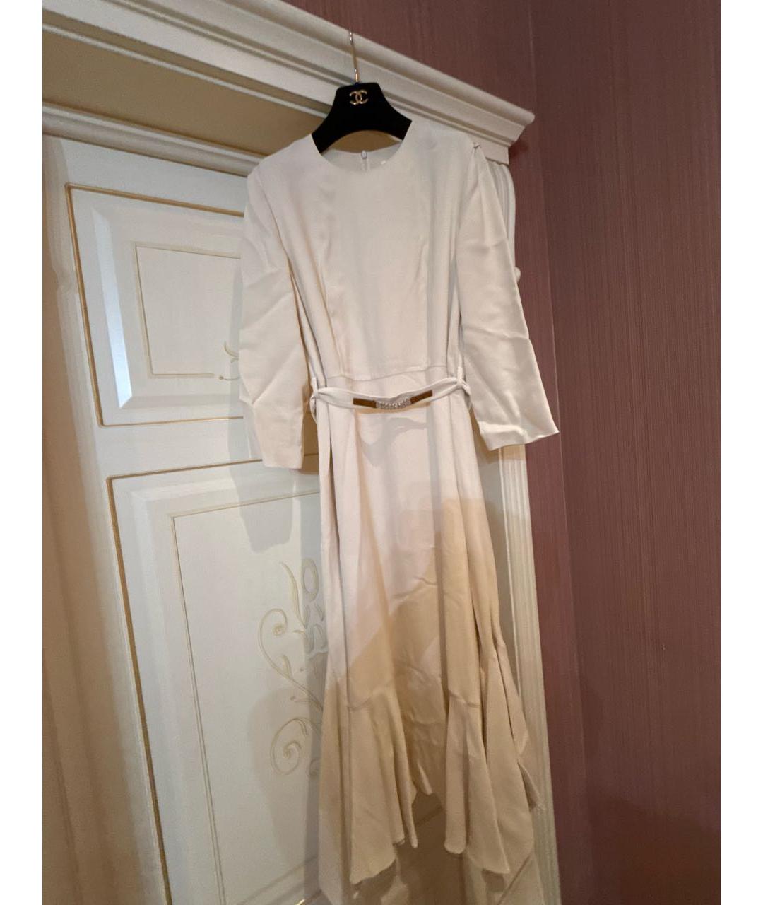 HERMES Бежевое вискозное платье, фото 5