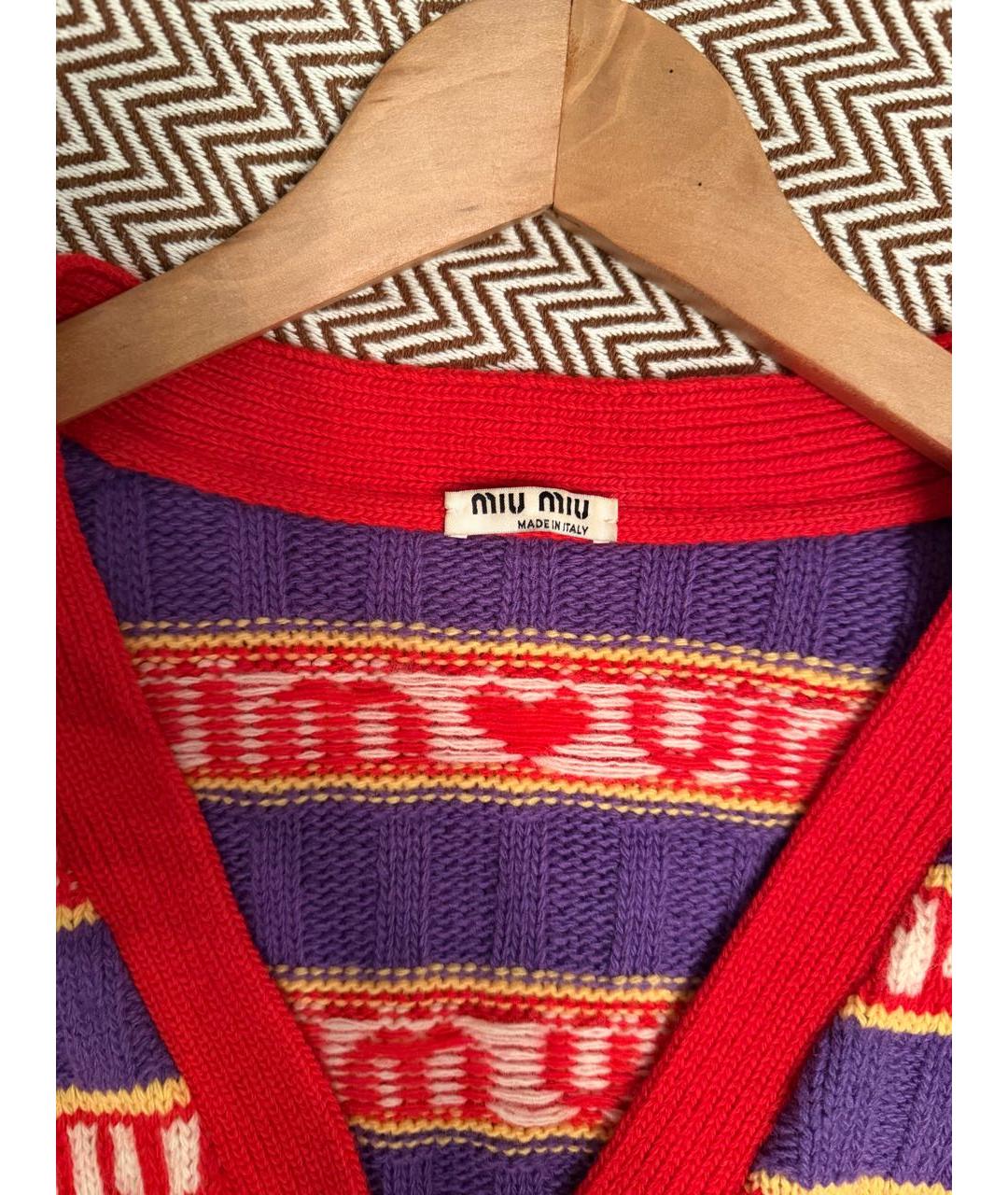 MIU MIU Красный шерстяной кардиган, фото 4