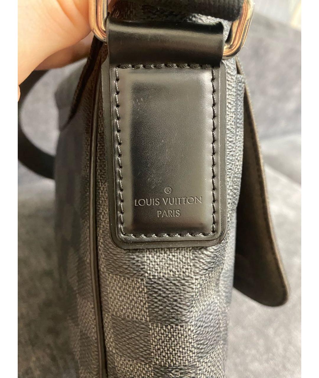 LOUIS VUITTON Черная кожаная сумка на плечо, фото 3