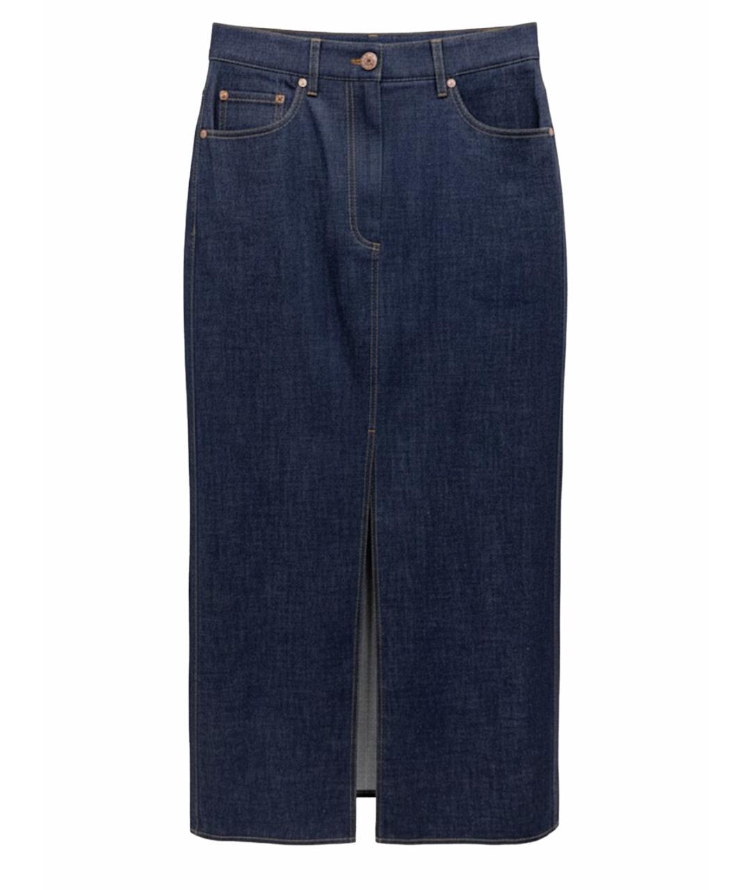 BRUNELLO CUCINELLI Синяя хлопковая юбка макси, фото 1