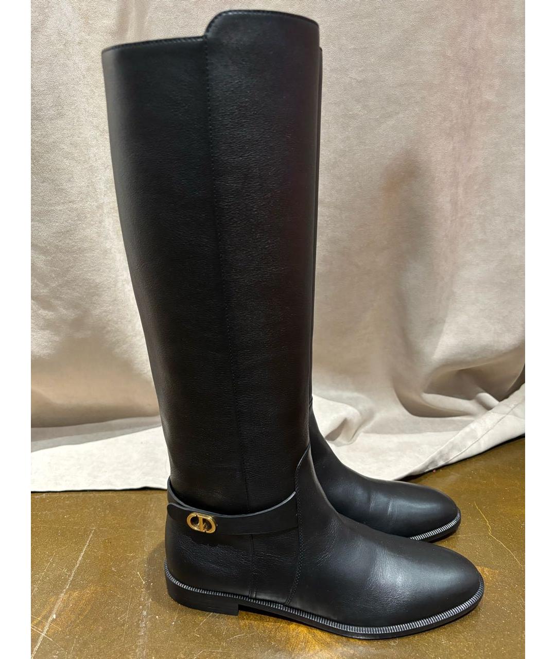 CHRISTIAN DIOR Черные кожаные сапоги, фото 9