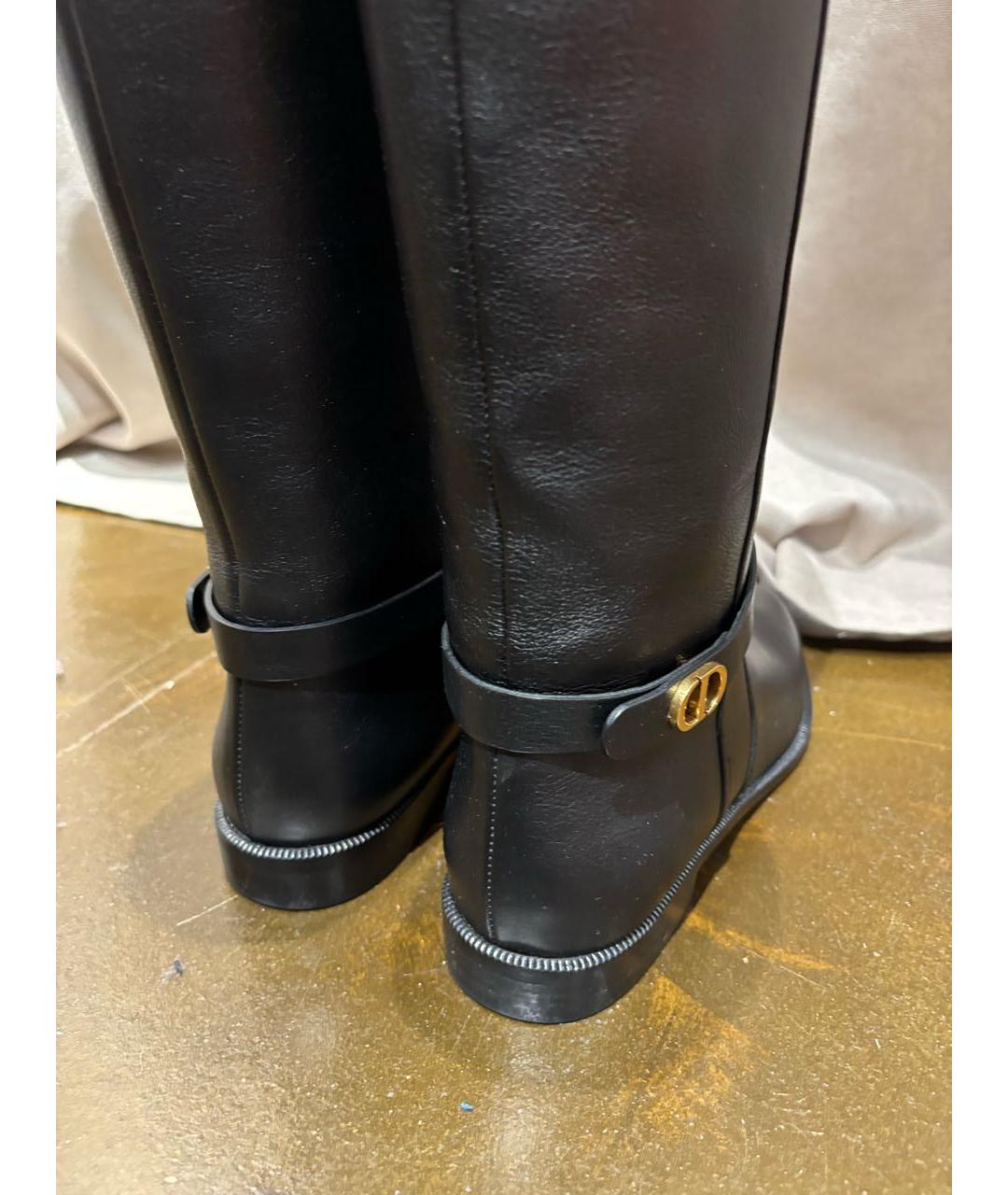 CHRISTIAN DIOR Черные кожаные сапоги, фото 7