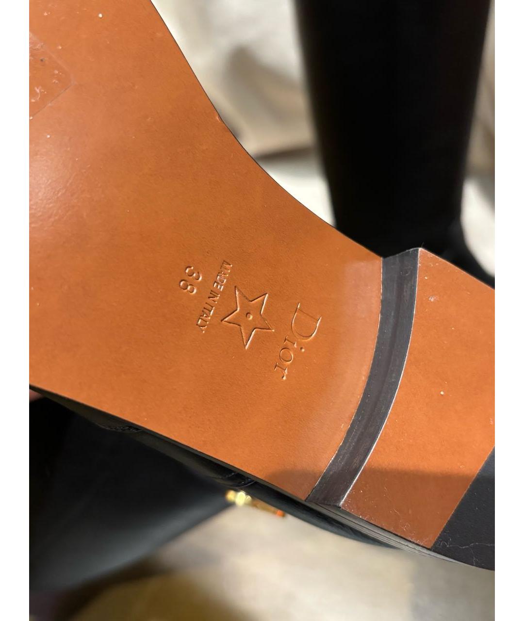 CHRISTIAN DIOR Черные кожаные сапоги, фото 8