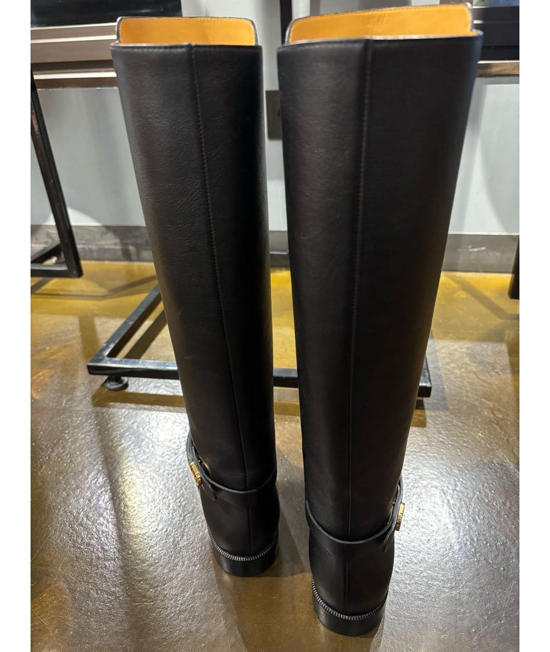 CHRISTIAN DIOR Черные кожаные сапоги, фото 2