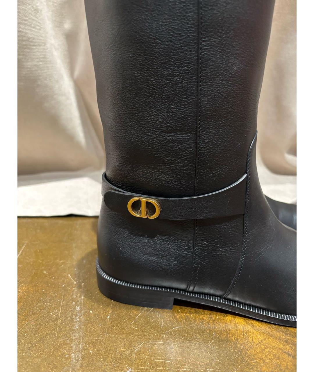 CHRISTIAN DIOR Черные кожаные сапоги, фото 4