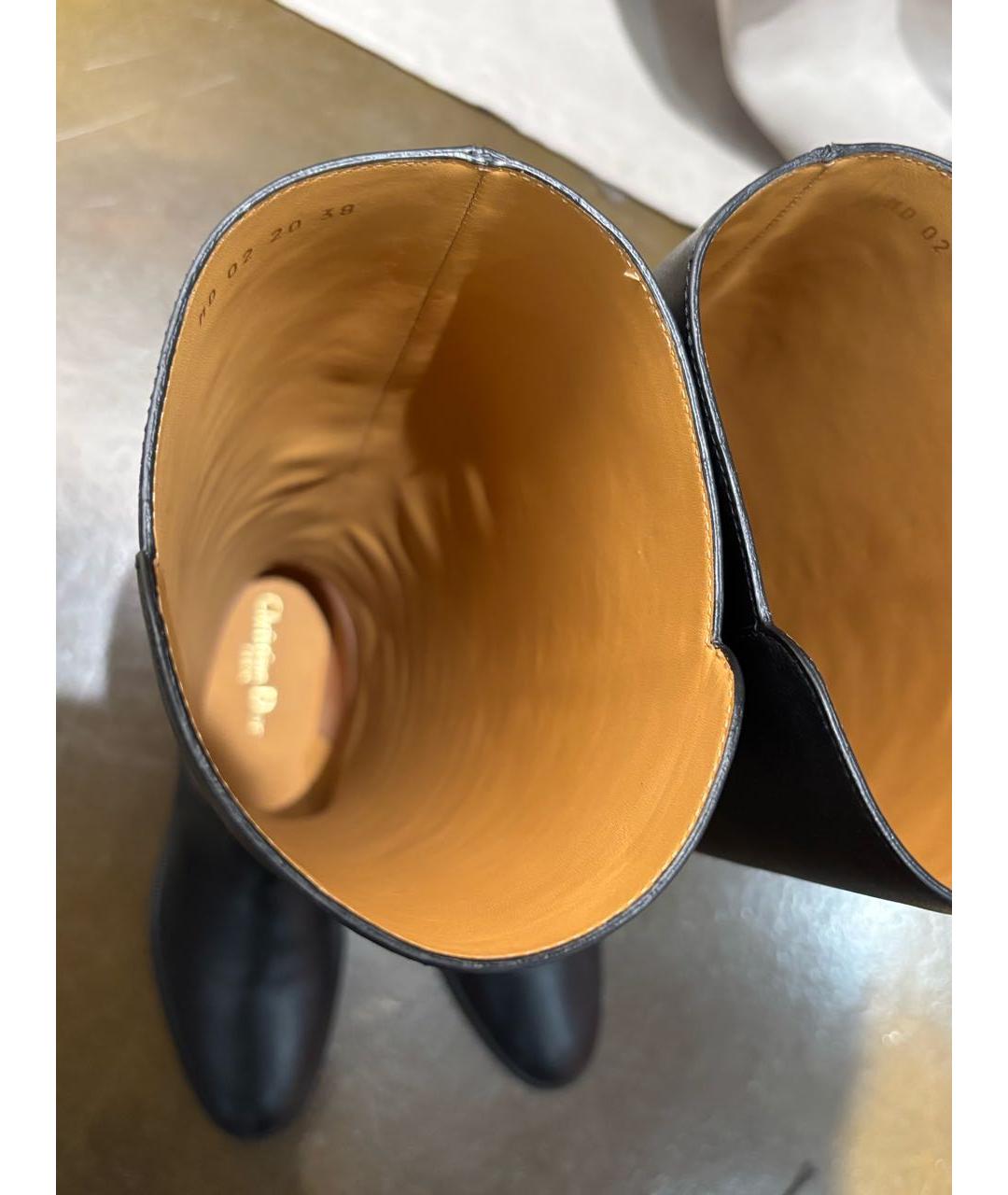 CHRISTIAN DIOR Черные кожаные сапоги, фото 5