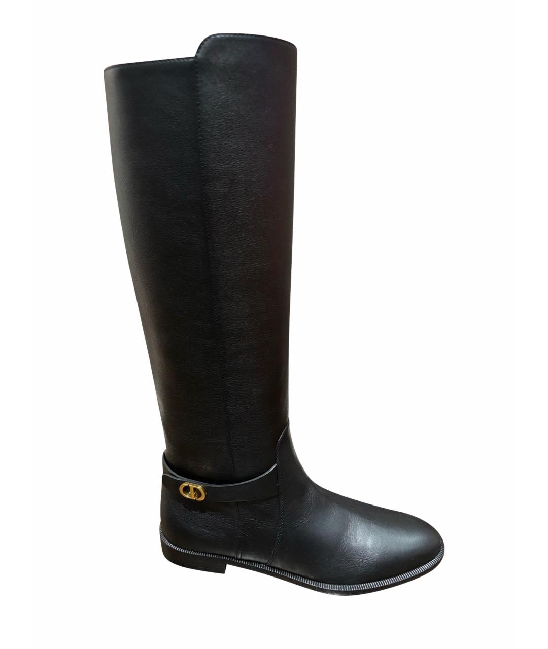 CHRISTIAN DIOR Черные кожаные сапоги, фото 1