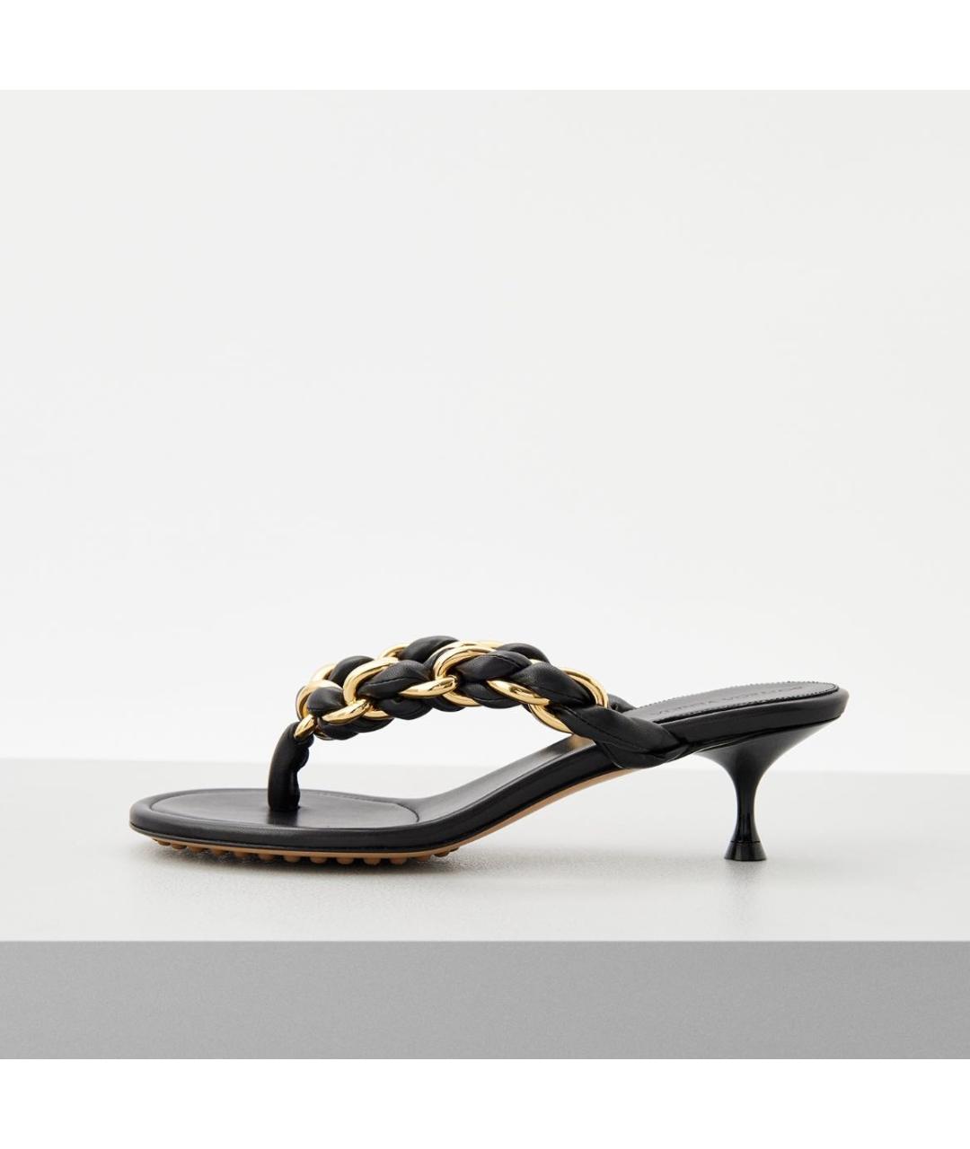 BOTTEGA VENETA Черные кожаные сабо, фото 5