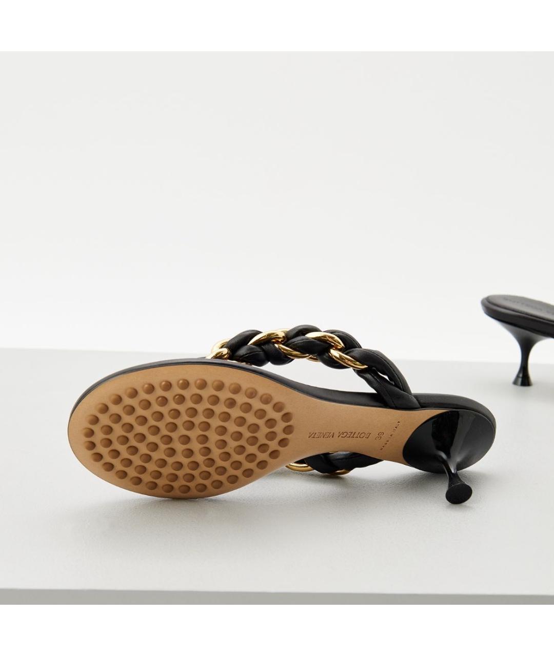 BOTTEGA VENETA Черные кожаные сабо, фото 4