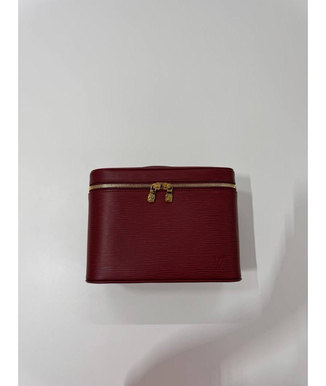 LOUIS VUITTON Бордовая кожаная косметичка, фото 2