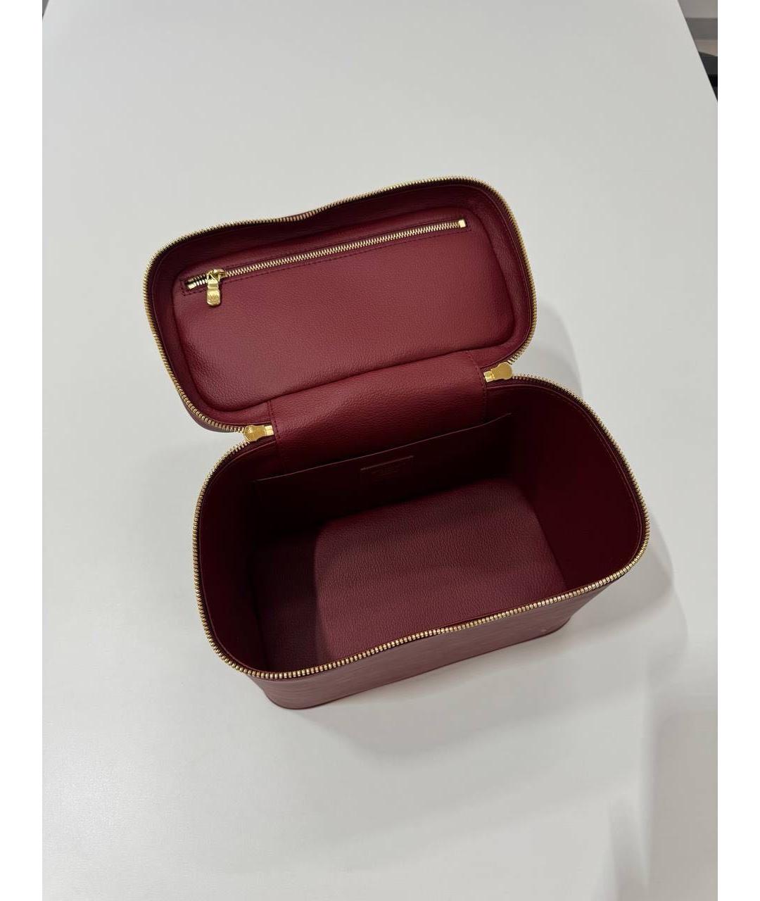 LOUIS VUITTON Бордовая кожаная косметичка, фото 3