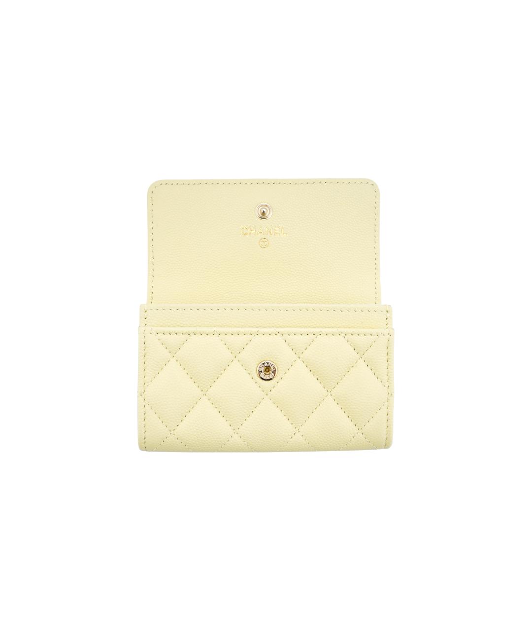 CHANEL Желтый кожаный кошелек, фото 5