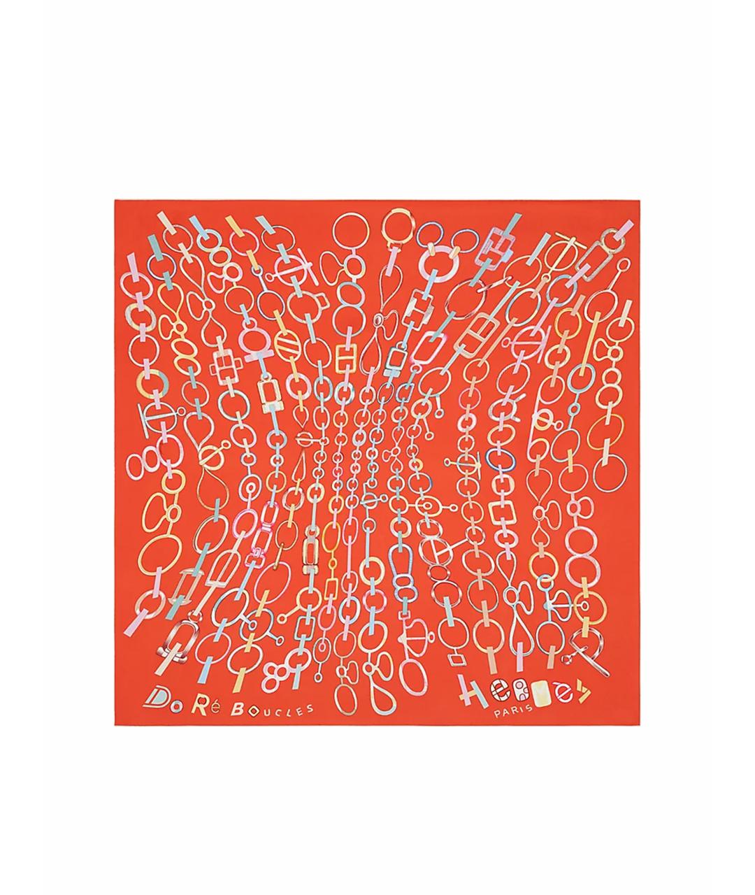 HERMES Оранжевый шелковый платок, фото 7