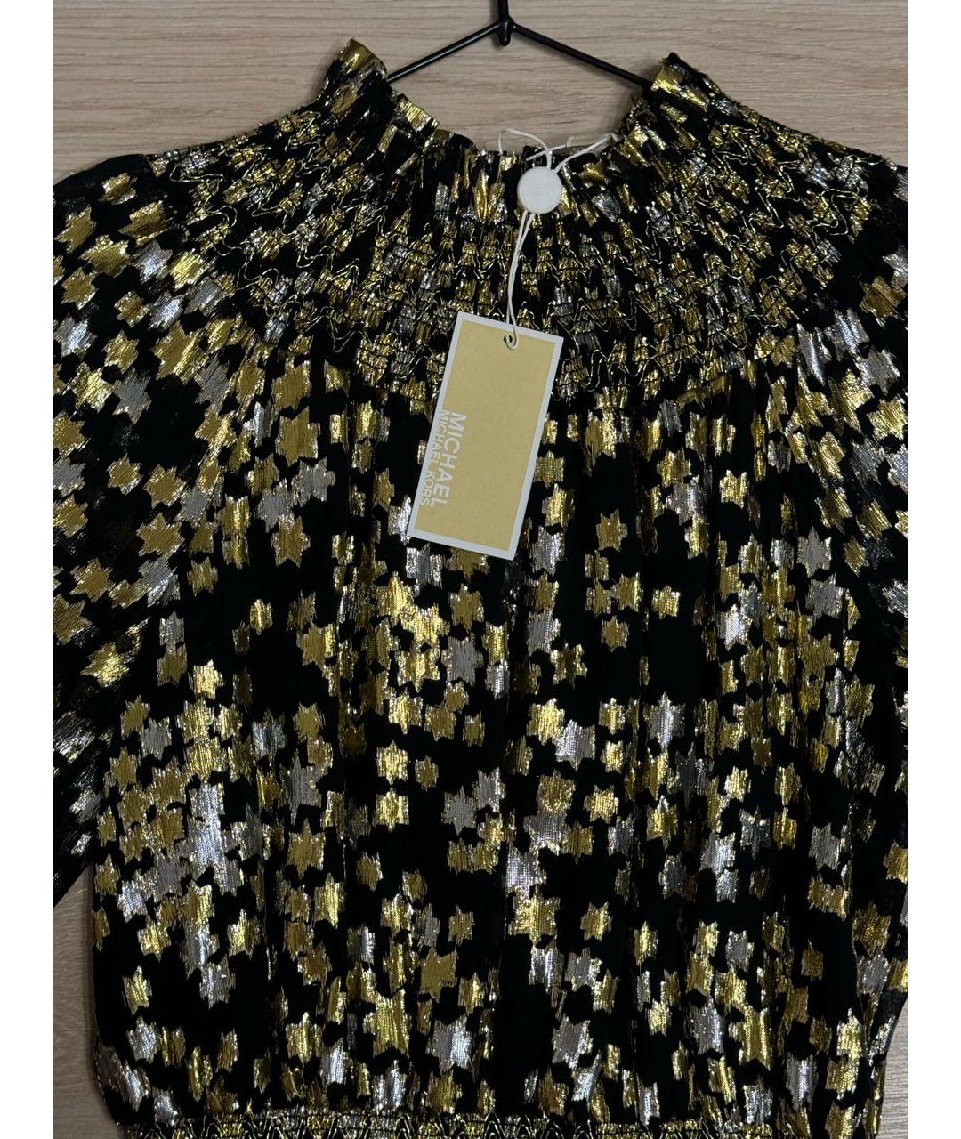 MICHAEL MICHAEL KORS Золотое шелковое коктейльное платье, фото 4