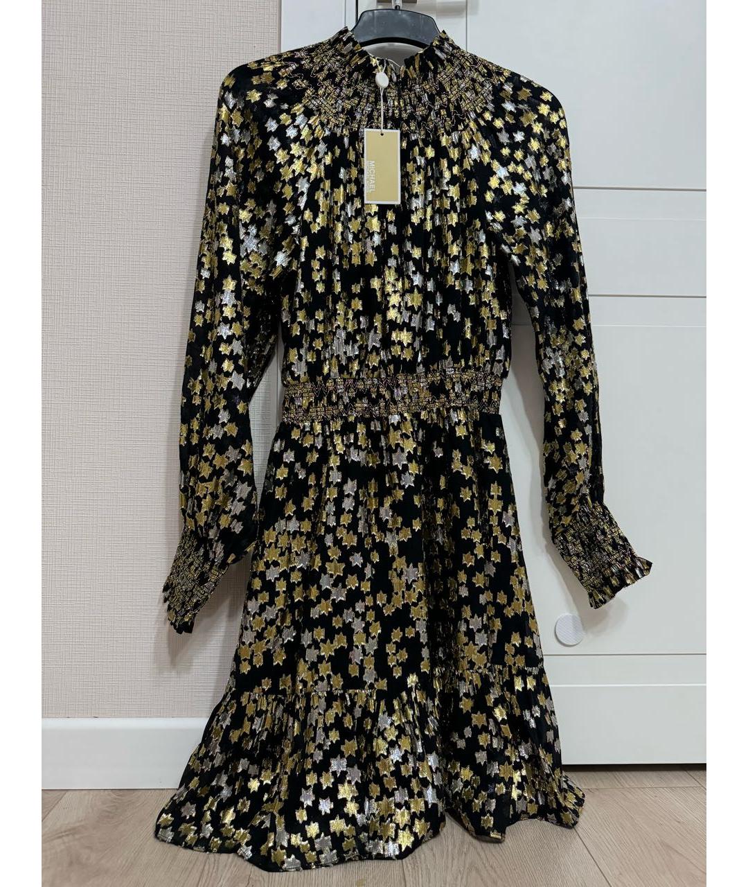 MICHAEL MICHAEL KORS Золотое шелковое коктейльное платье, фото 2