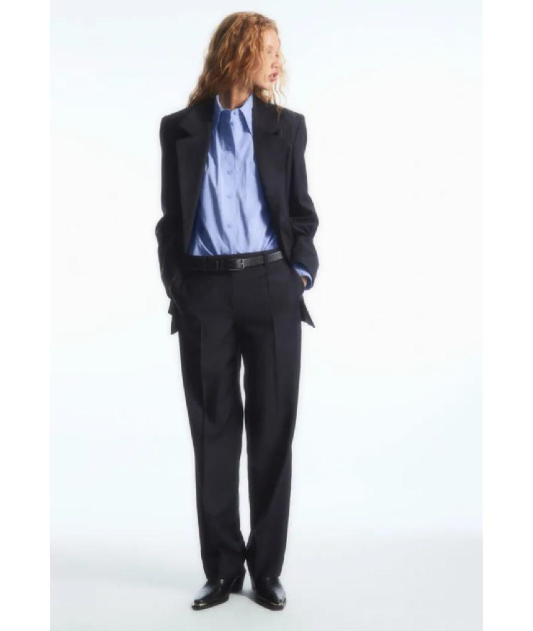 COS Темно-синие шерстяные брюки узкие, фото 2