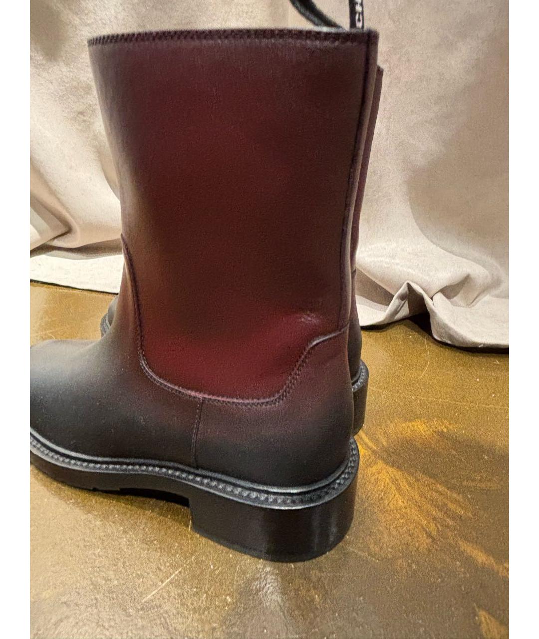 CHRISTIAN DIOR Бордовые кожаные полусапоги, фото 6