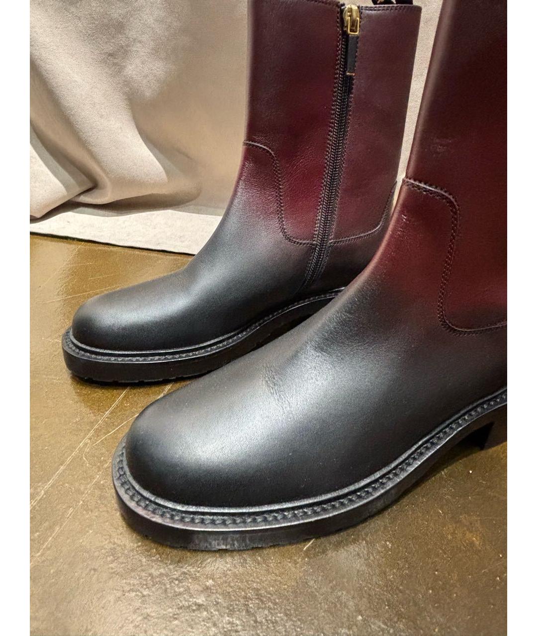 CHRISTIAN DIOR Бордовые кожаные полусапоги, фото 5