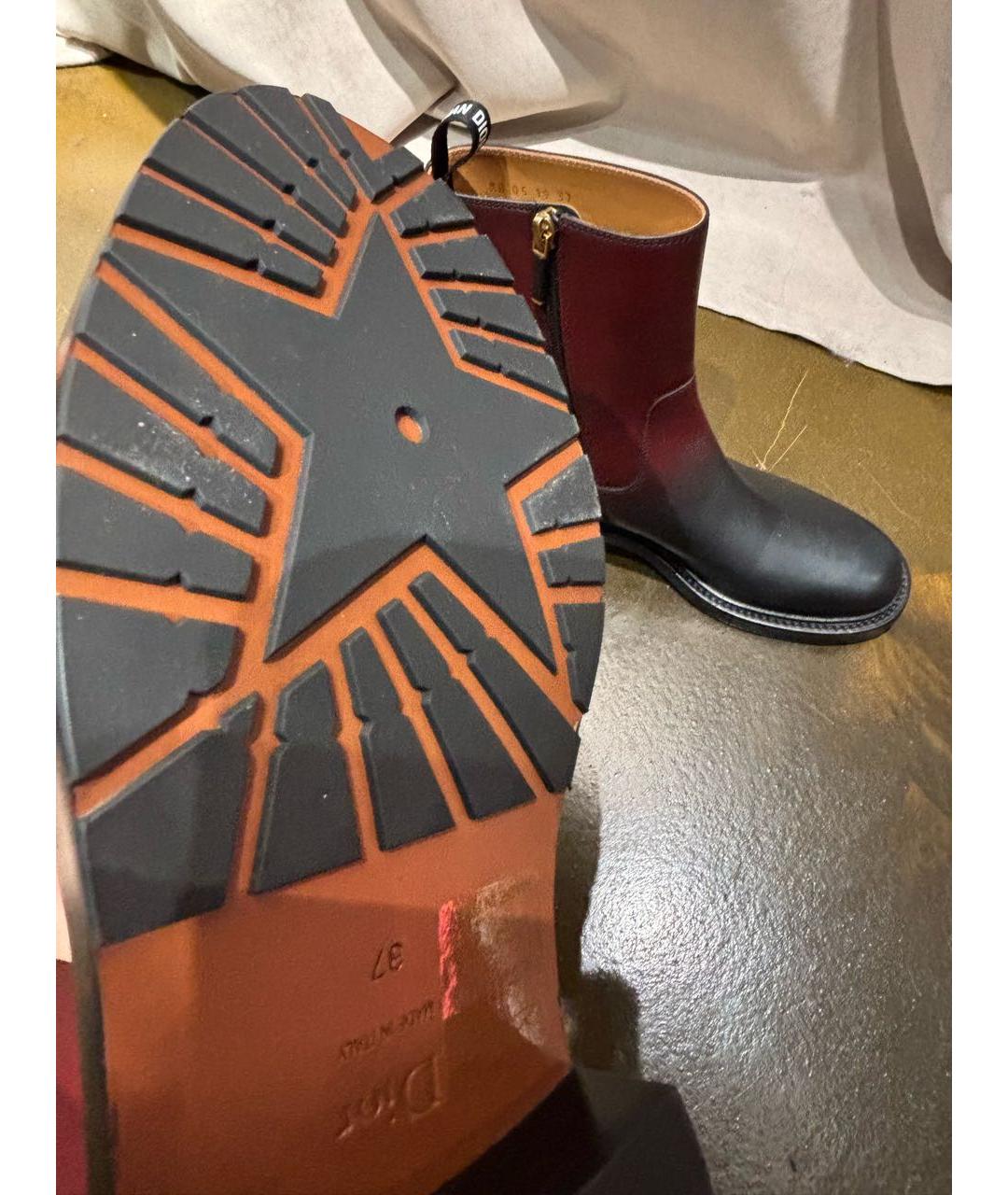 CHRISTIAN DIOR Бордовые кожаные полусапоги, фото 7