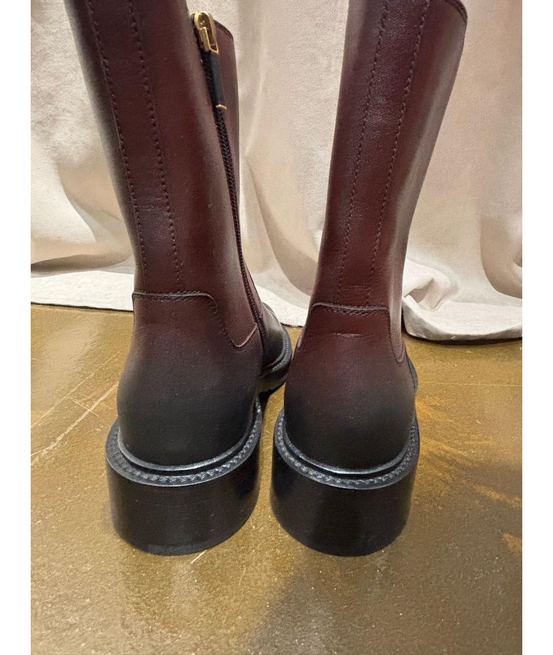 CHRISTIAN DIOR Бордовые кожаные полусапоги, фото 4