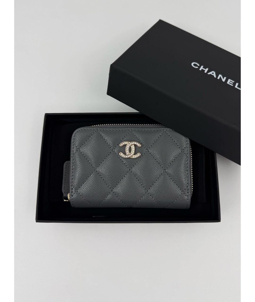 CHANEL Антрацитовый кожаный кошелек, фото 2