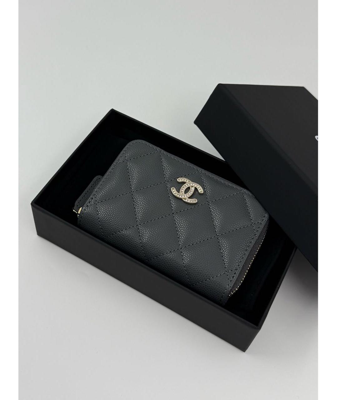 CHANEL Антрацитовый кожаный кошелек, фото 4