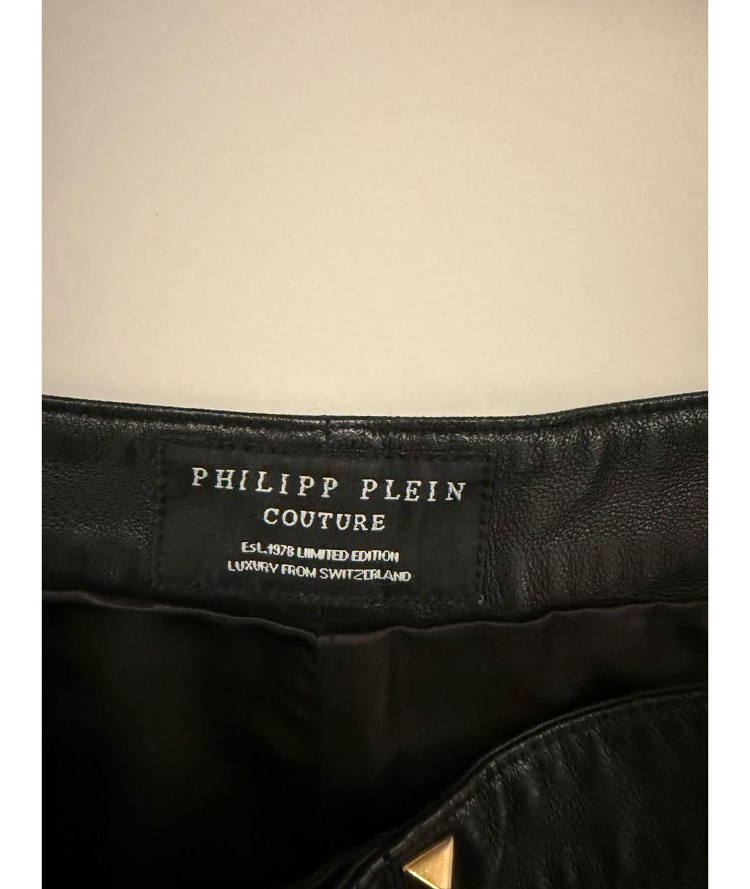 PHILIPP PLEIN Черные кожаные шорты, фото 3