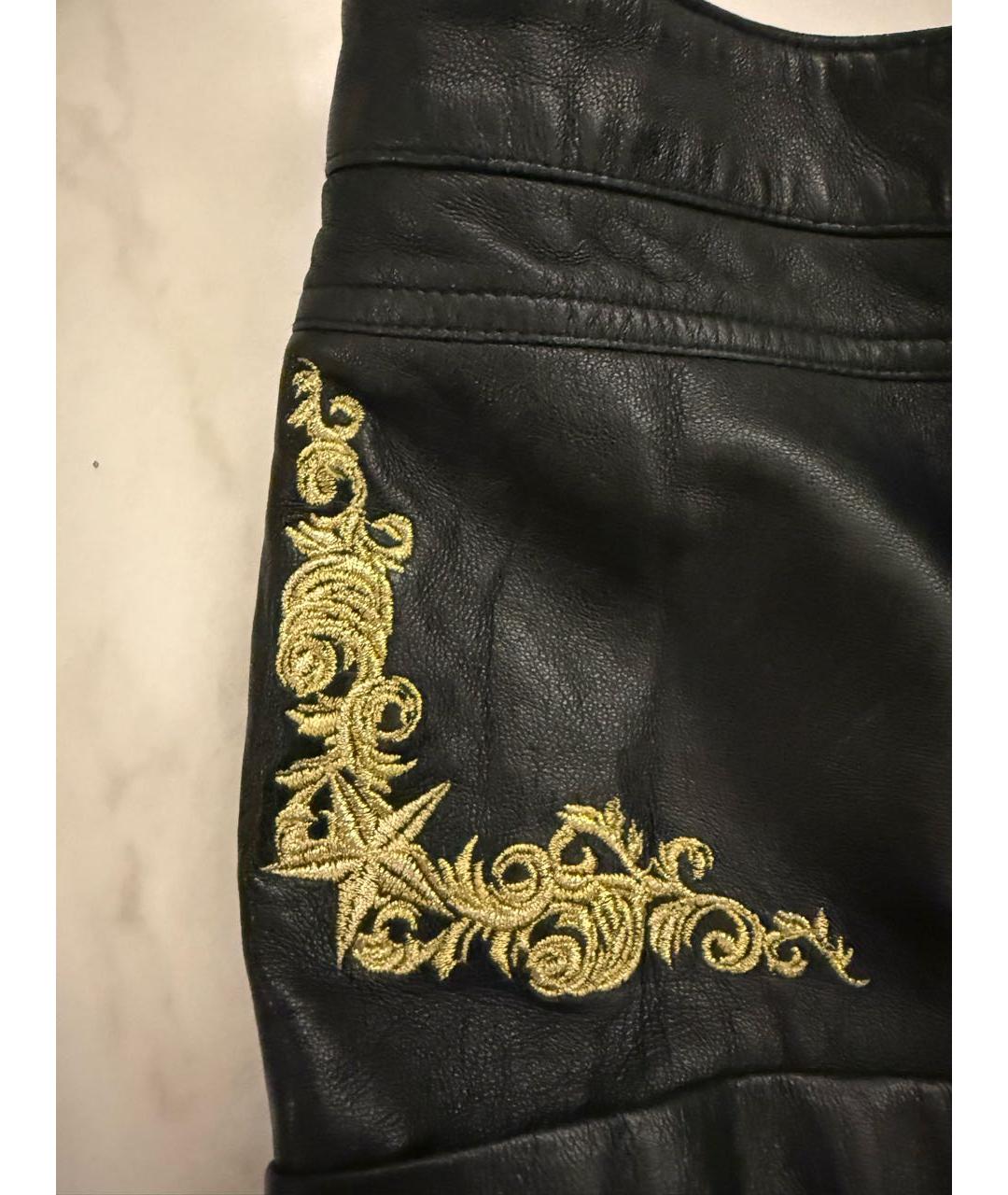 PHILIPP PLEIN Черные кожаные шорты, фото 4