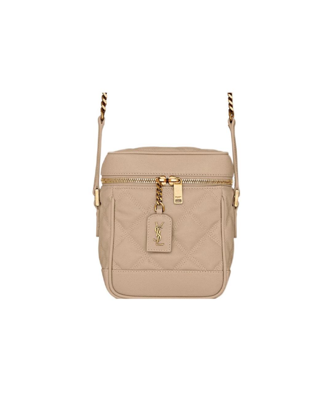 SAINT LAURENT Бежевая кожаная сумка через плечо, фото 1