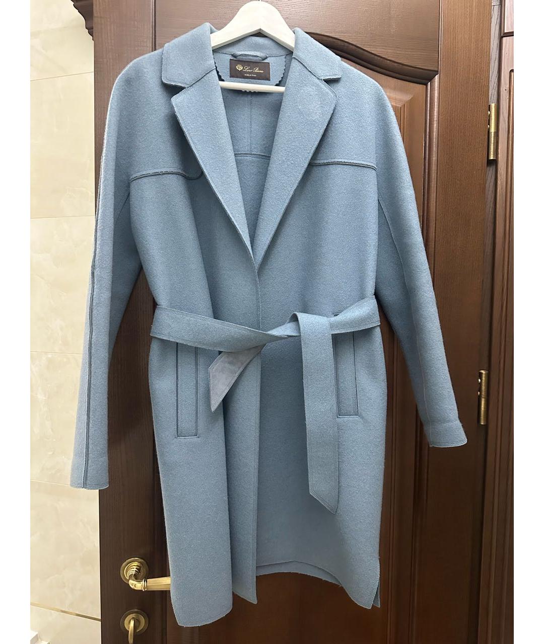 LORO PIANA Голубое кашемировое пальто, фото 4