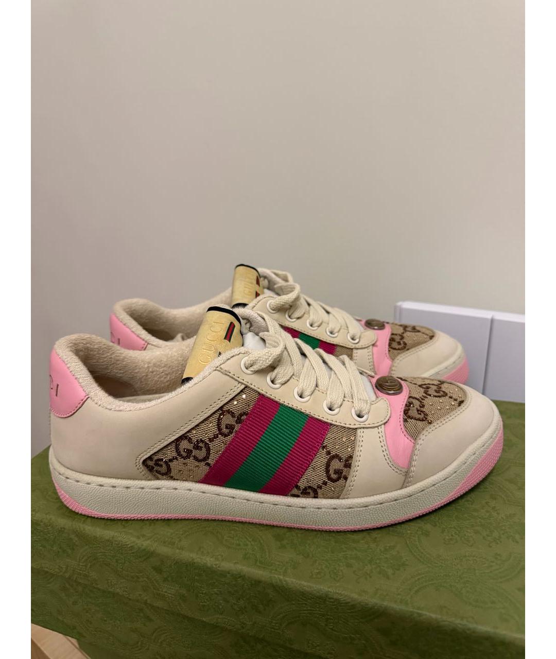 GUCCI Розовые текстильные кеды, фото 5