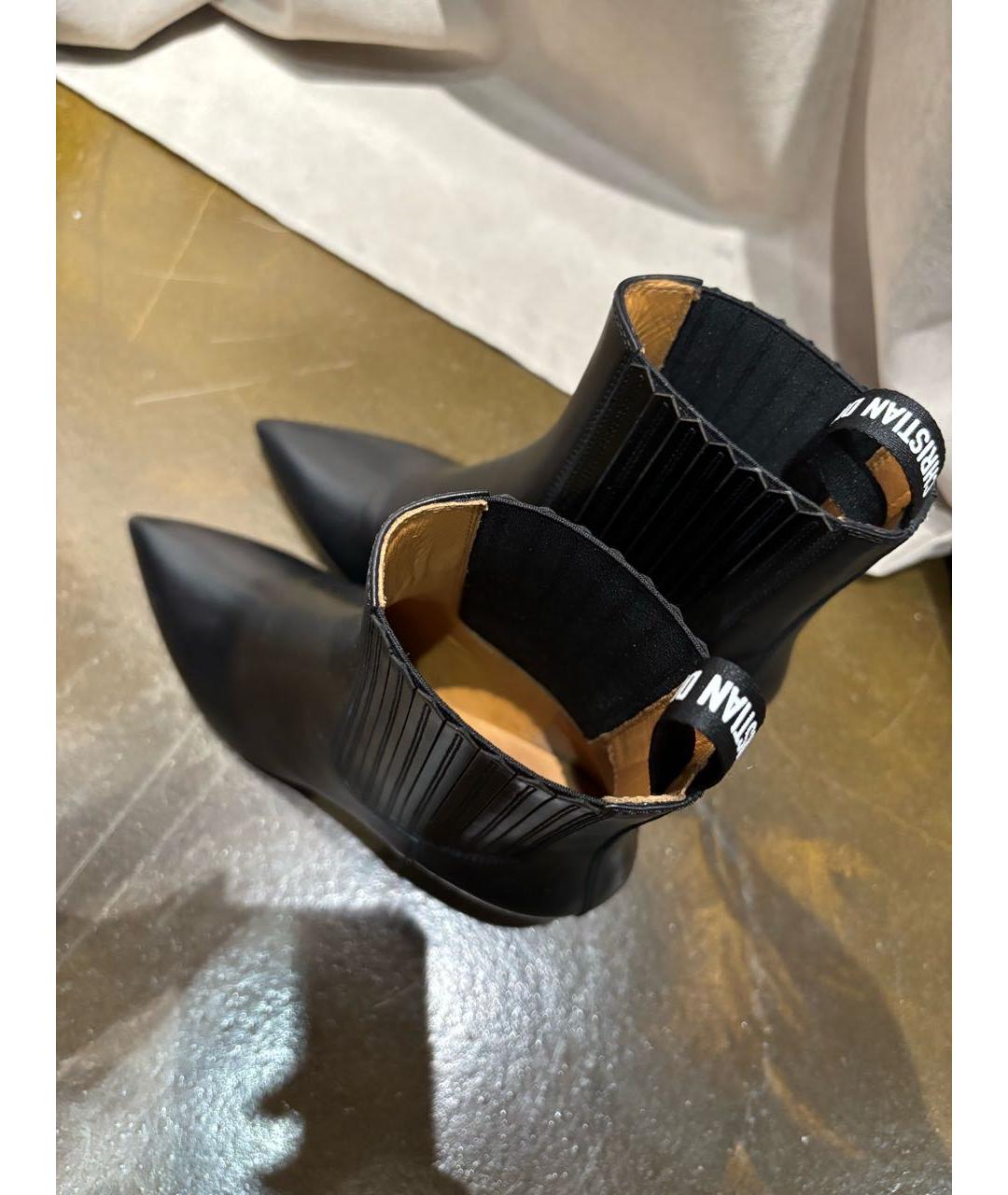 CHRISTIAN DIOR Черные кожаные ботильоны, фото 3